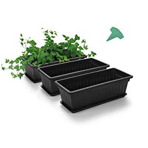 Plastic Flower Window Box for Windowsill, Patio, Garden