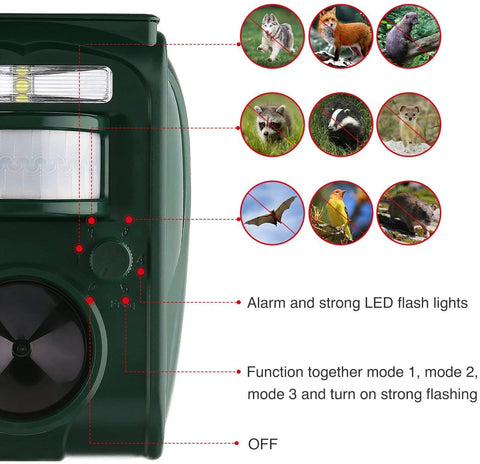Solar Ultrasonic Animal Repeller For Get Rid Of Dog Cat Deer
