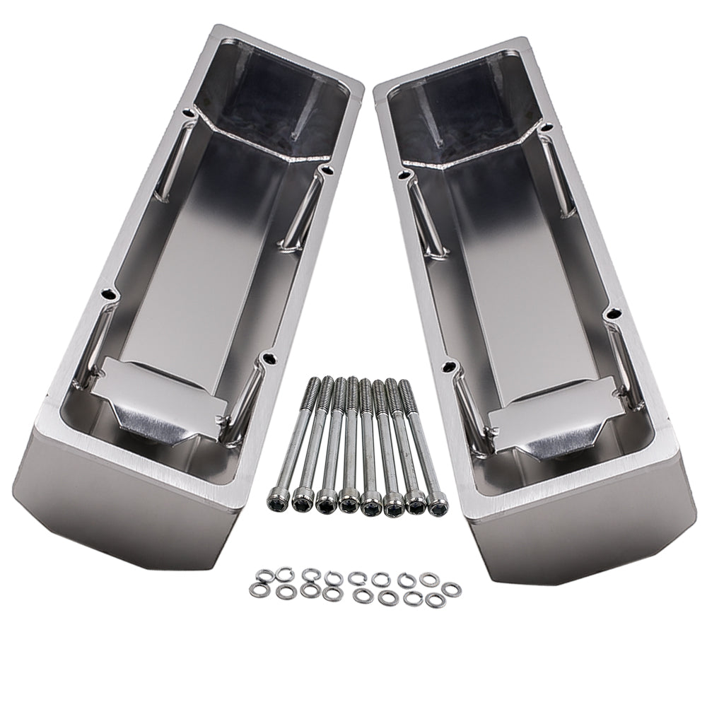 For Small Block compatible for Chevy-SATIN Fabricated Aluminum Valve Covers 58-86 SBC 283 302