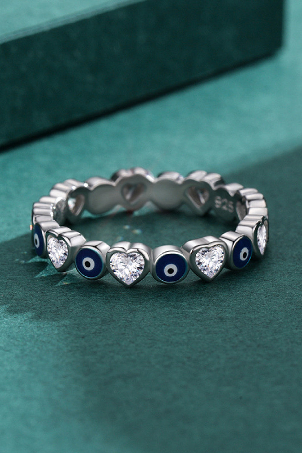 Sterling Silver Heart/Evil Eye Ring