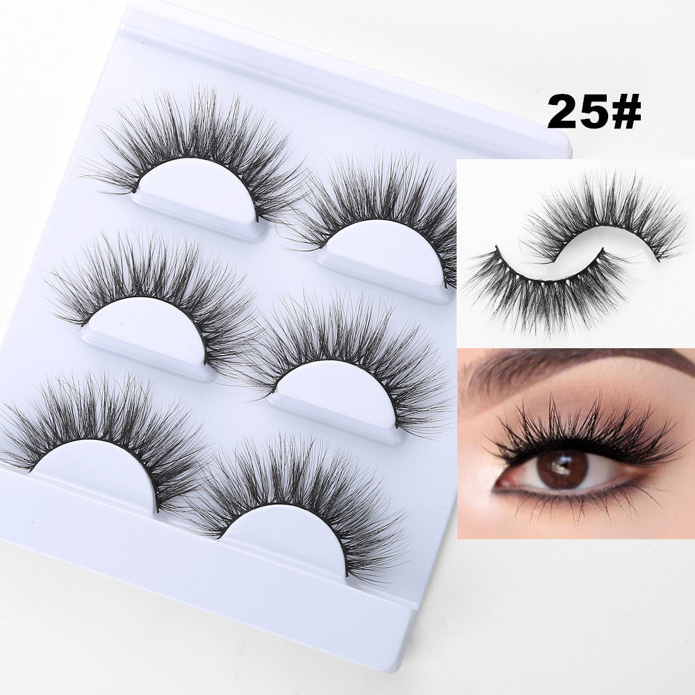 3 Pairs/Set 3D Imitation Mink Hair Natural Thick Cross Eyelashes