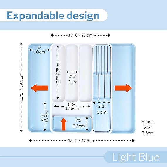 Expandable Cutlery Drawer Organiser | Multiple Colours | by Nuovva