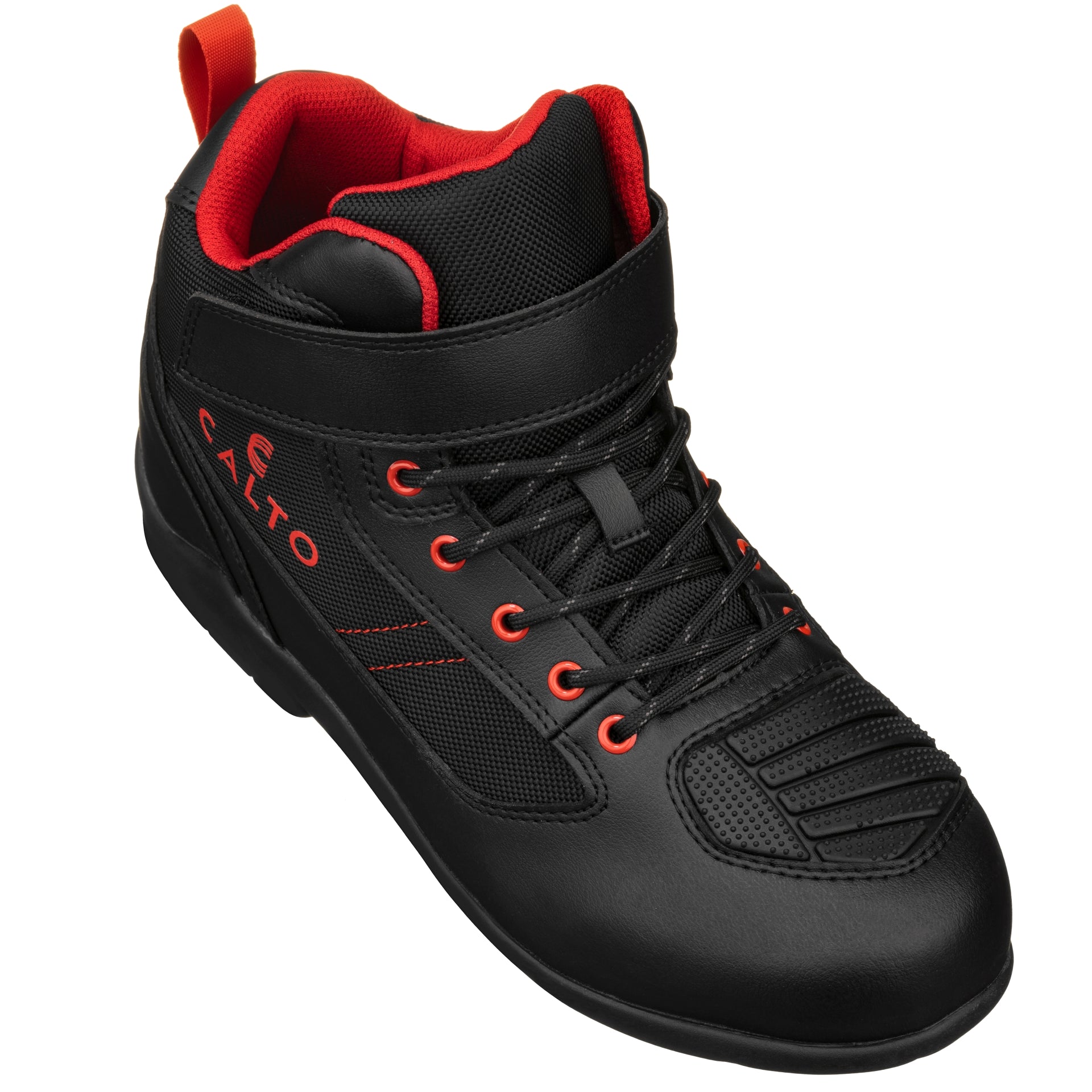 CALTO - S4039 - 3.2 Inches Taller (Black/Red) - Motorcycle Boots