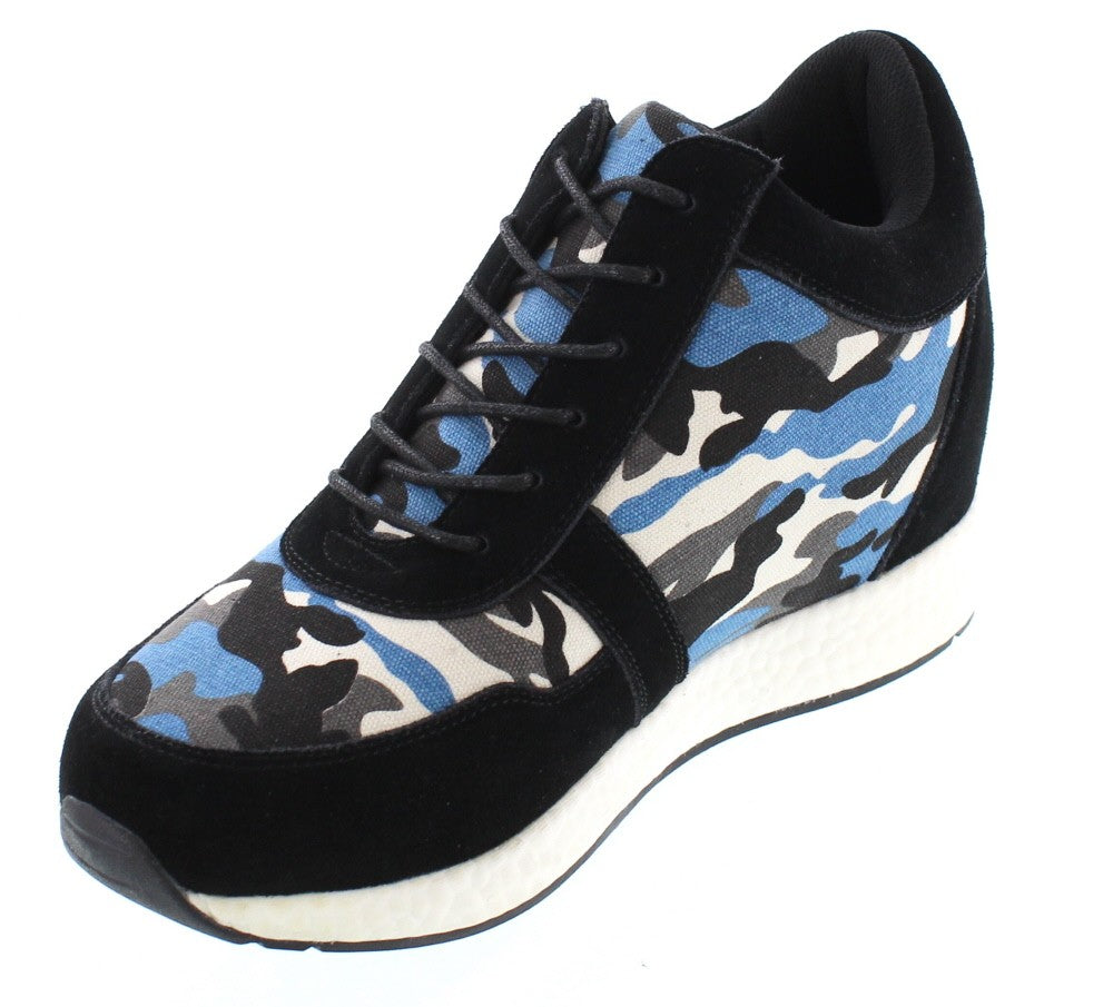 CALTO - H2243 - 3.2 Inches Taller (Camo Black/Blue Canvas) - Lightweight