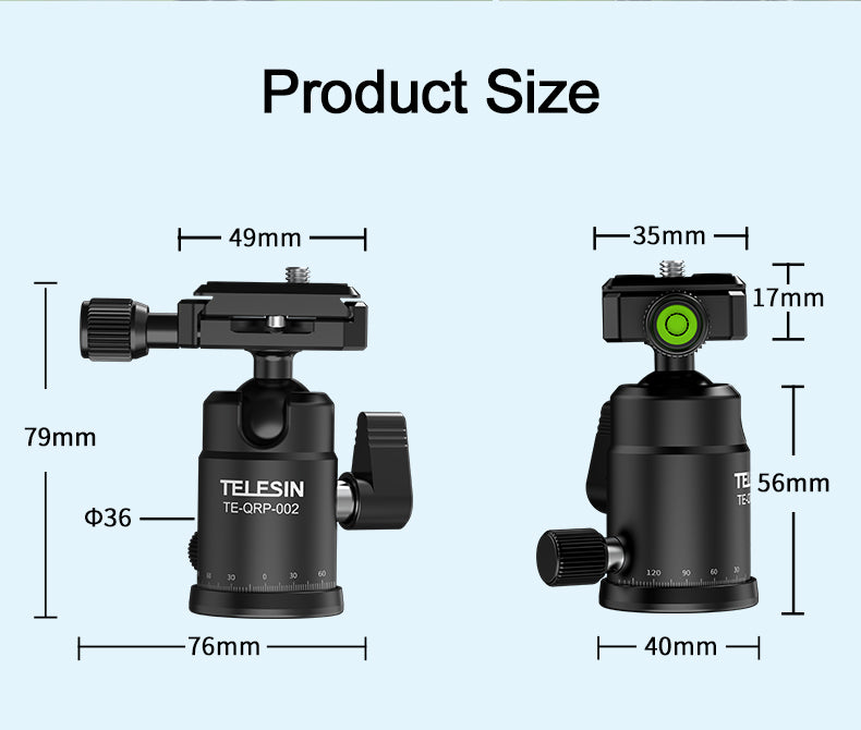 TELESIN Quick Release Panoramic Ball Head