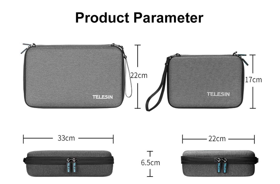 TELESIN Large Medium Waterproof Carrying Storage Bag for GoPro