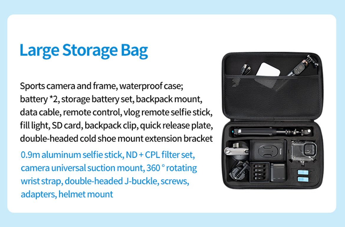 TELESIN Large Medium Waterproof Carrying Storage Bag for GoPro