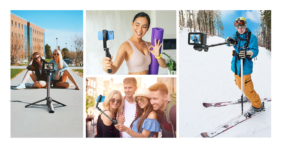 TELESIN Selfie Stick Tripod with Remote for GoPro/ Phone