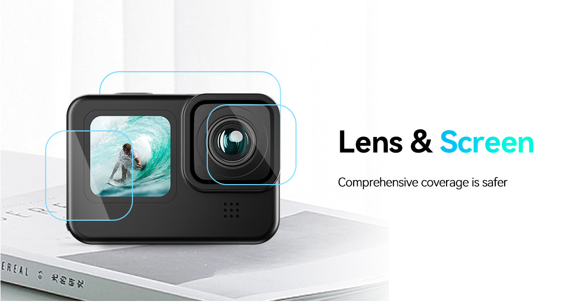 TELESIN Tempered Glass Lens + Screen Protectors for GoPro 9/10