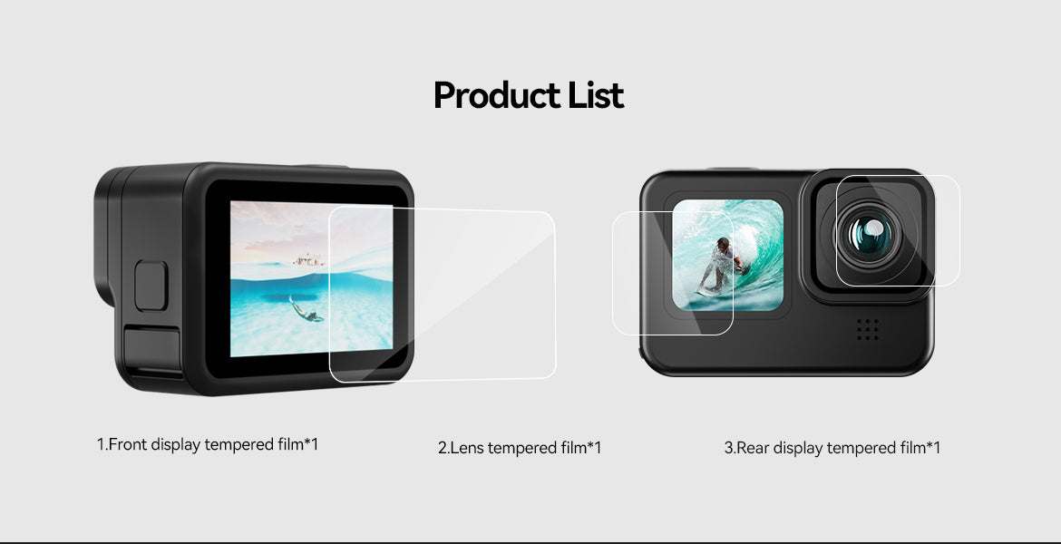 TELESIN Tempered Glass Lens + Screen Protectors for GoPro 9/10