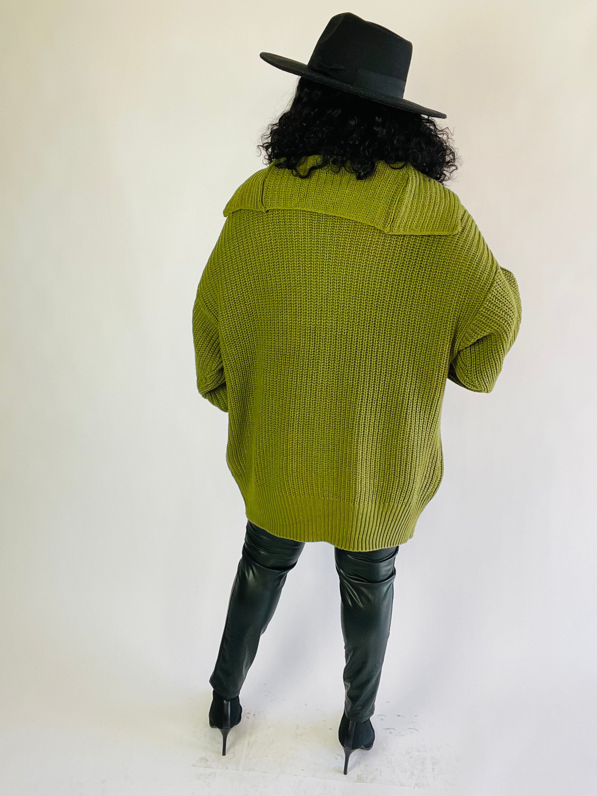 Pretty In Green Oversized Button Up Cardigan