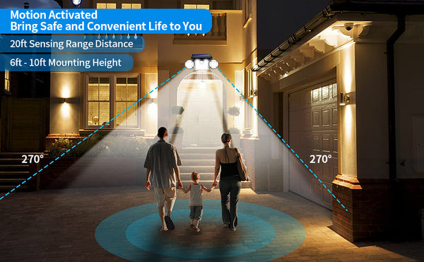 Led Solar Lights Outdoor, Wireless Motion Sensor Light