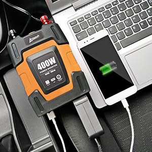 Ampeak 100W Car Power Inverter 4.8A Dual USB Ports AC Outlet 11 Safe  Protections Cordless Car Inverter 12V to 110V for iPhone, iPad, Laptop