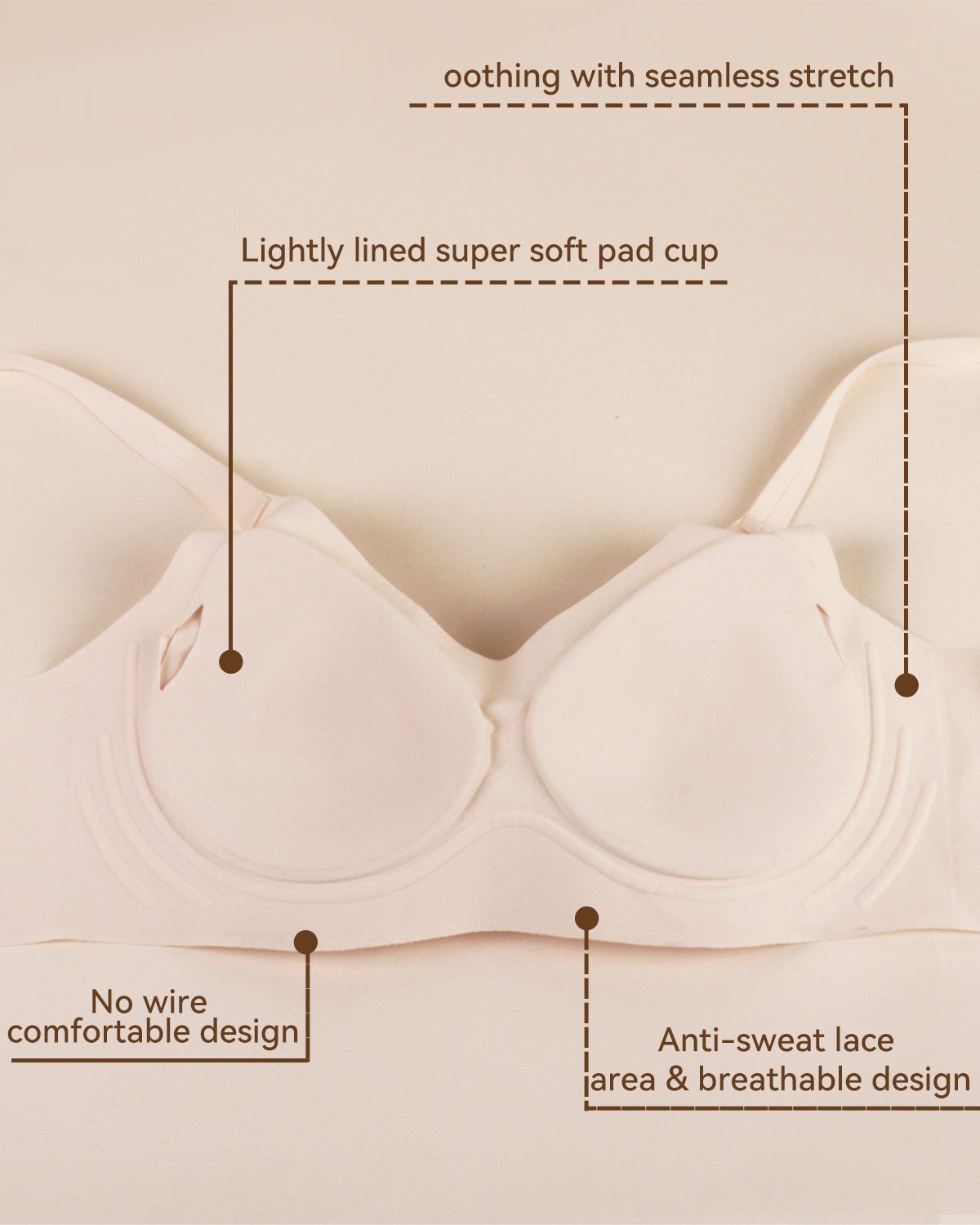 Niidor Wireless Bralette for Women Adjustable Seamless Underwear