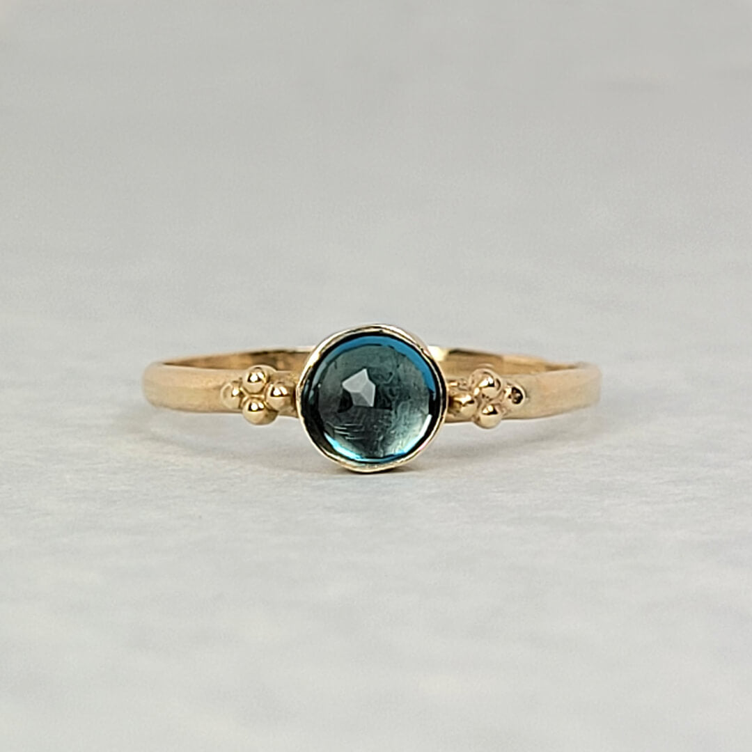 Grace London Blue Topaz Engagement Ring in 14kt Yellow Gold