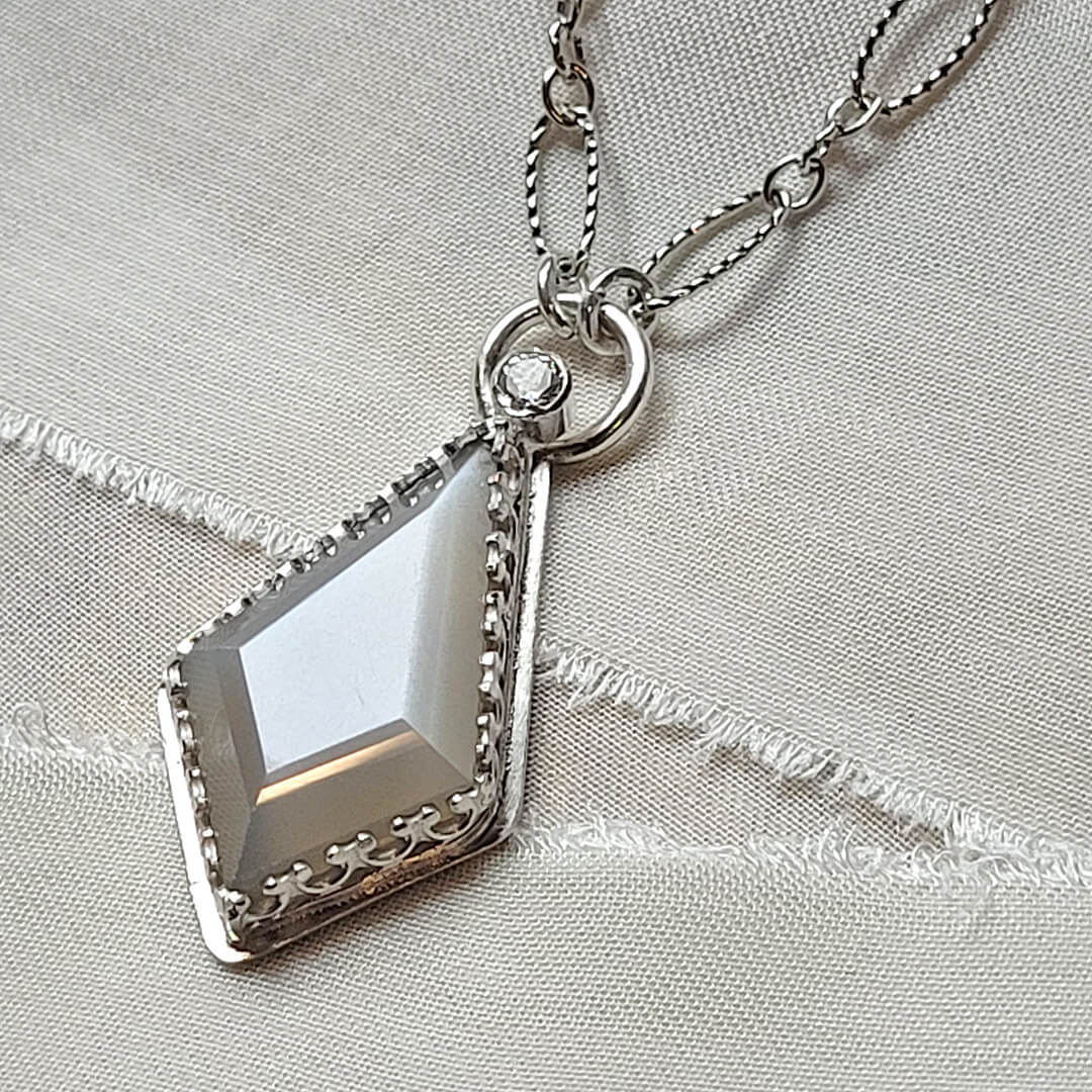 Vintage Style Gray Moonstone Kite Necklace