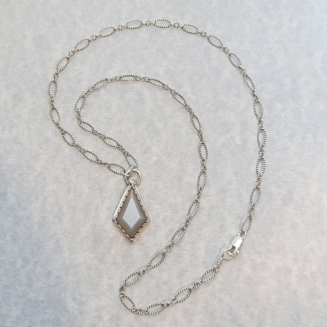 Vintage Style Gray Moonstone Kite Necklace