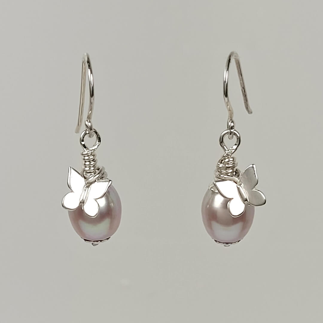 Blushing Butterfly Pearl Earrings