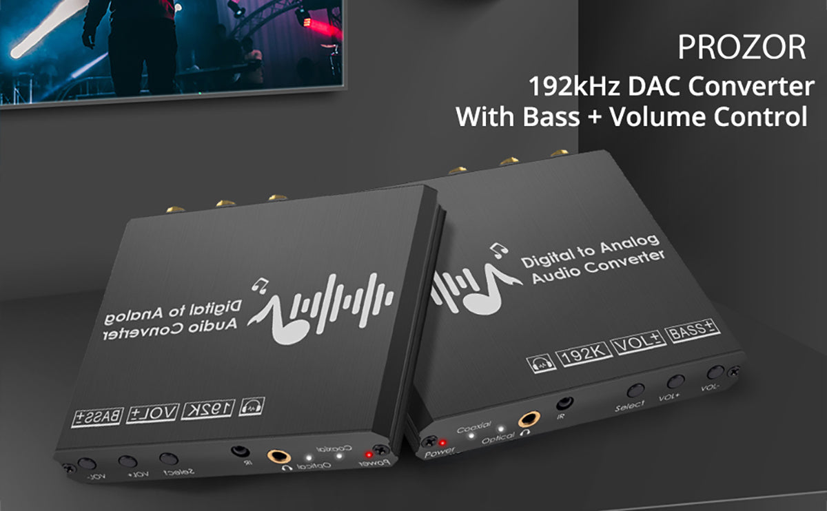 PROZOR 192kHz DAC Audio Converter with Bass and Volume Adjustment