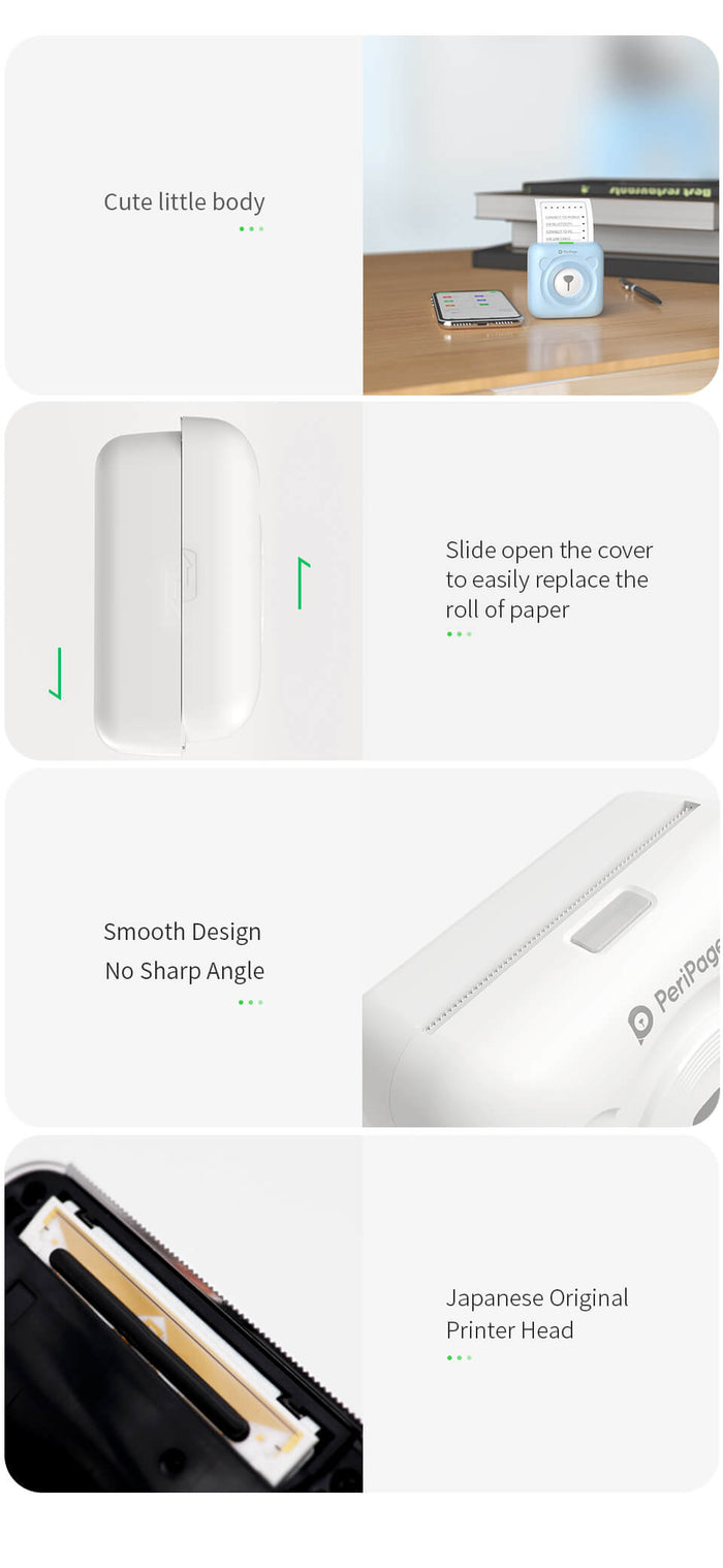 PeriPage A9 Max Printer with a wider print format, printed materials displayed. The image emphasizes the wide-format printing capabilities, showcasing the versatility and professional quality