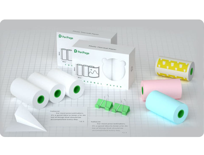 Different thermal paper rolls for PeriPage mini printer