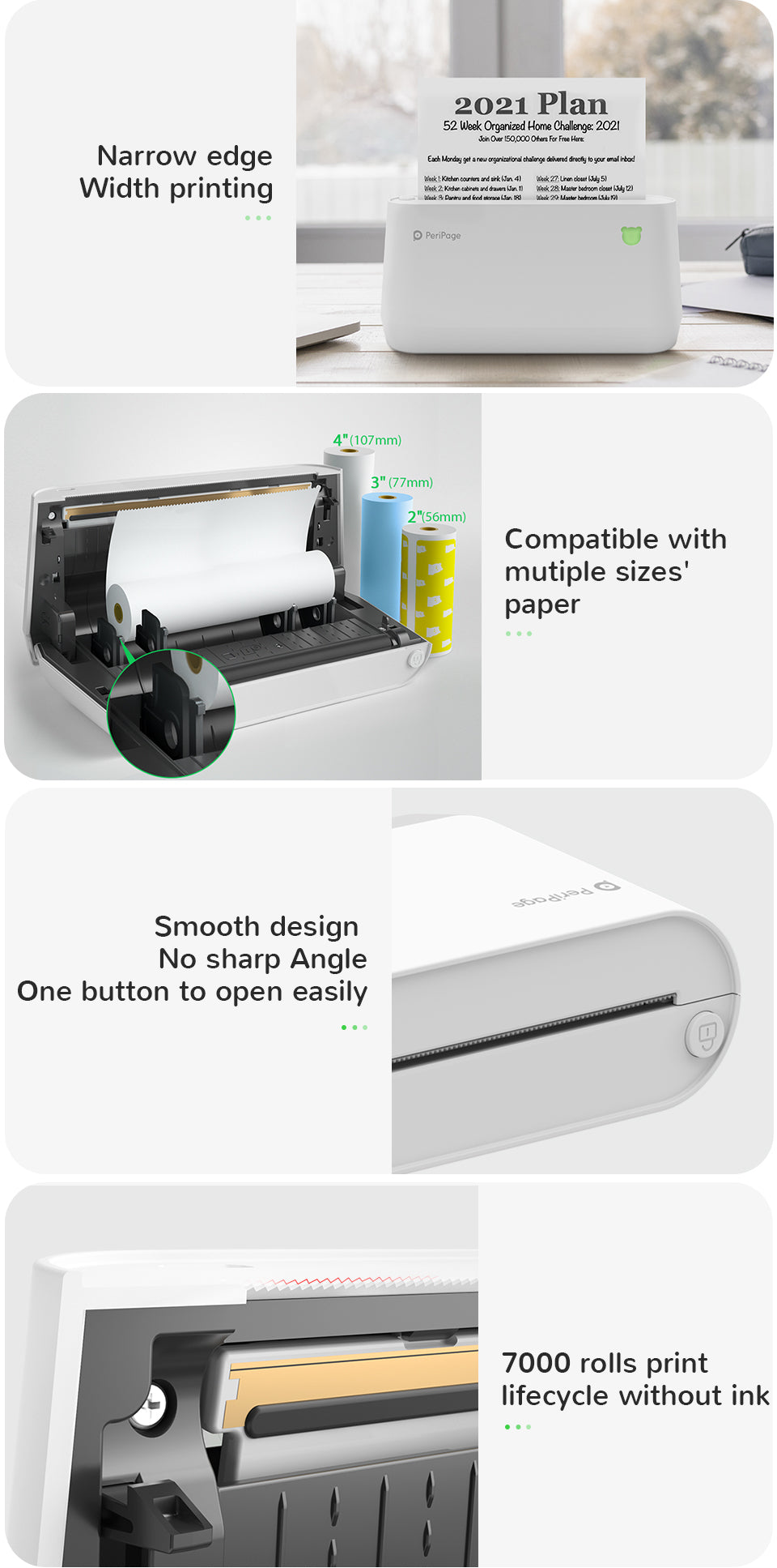 Compact PeriPage A9 Max mini thermal printer on desk connected to smartphone for easy photo and note printing