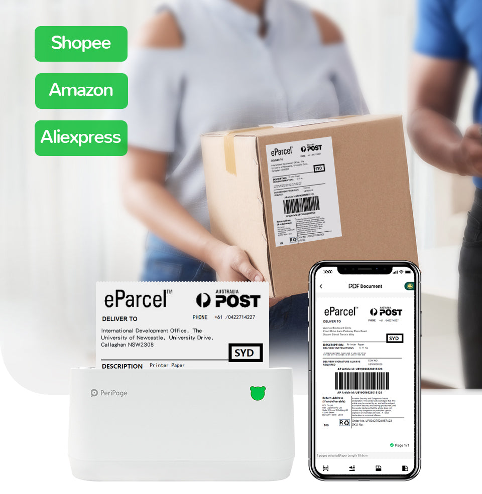 PeriPage A9 Max Bluetooth thermal photo printer for iPhone, iPad, Android, and Windows devices