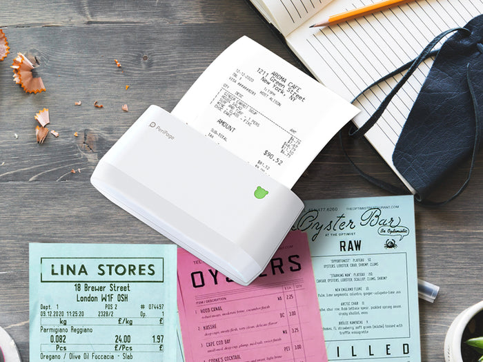 Wireless PeriPage A9 Max pocket printer used for printing stickers, labels, and planner templates
