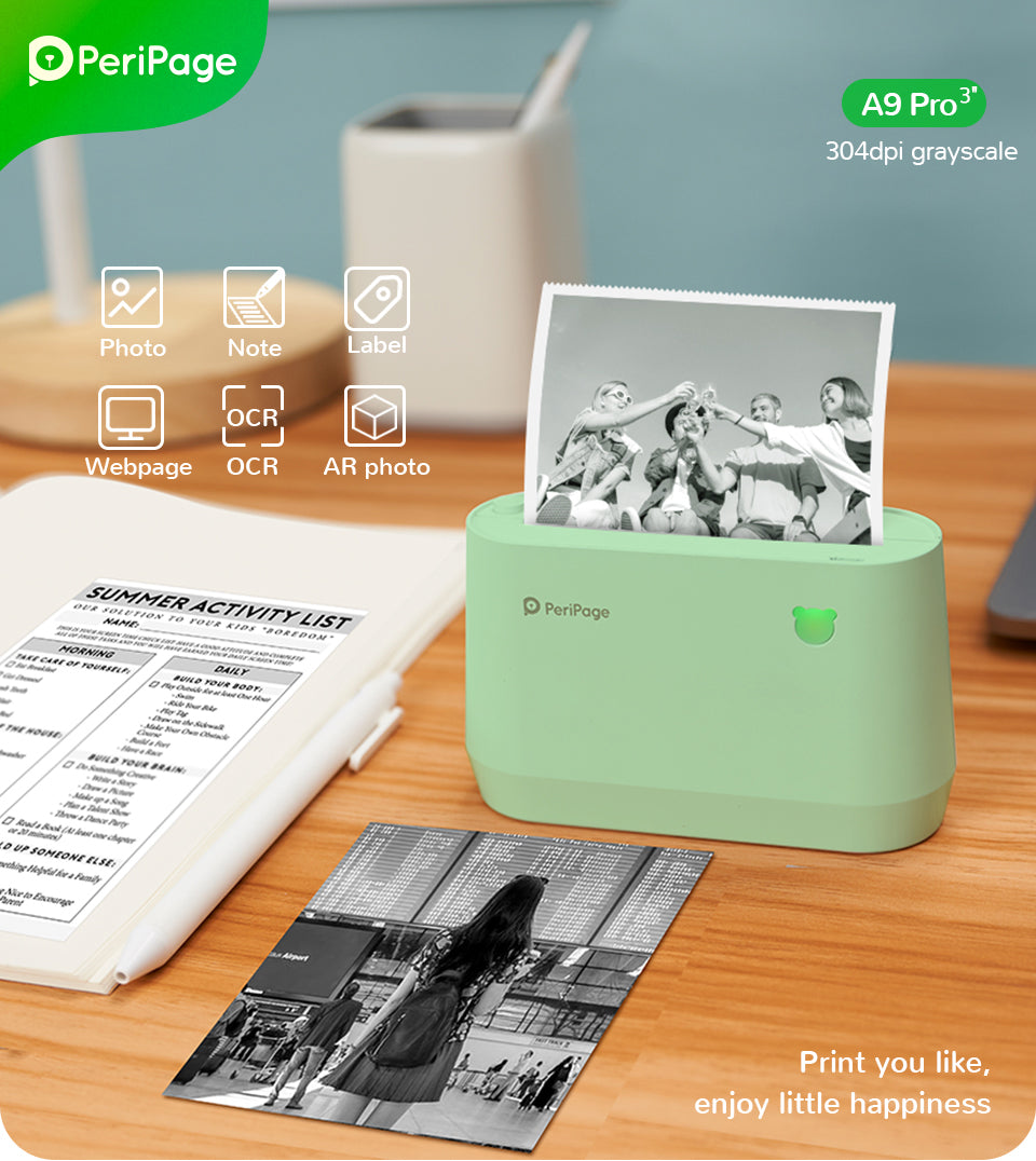 PeriPage A9 Pro Mini Grayscale Photo Printer