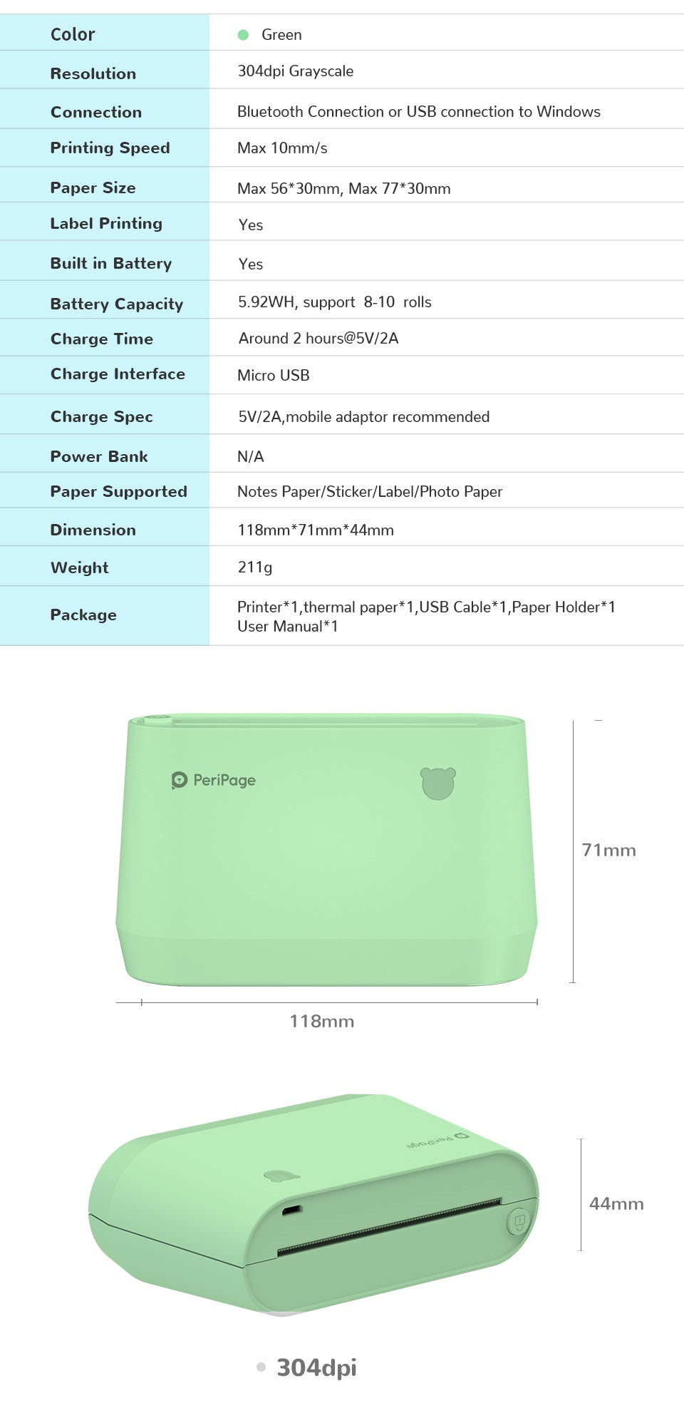 PeriPage A9 Pro Mini Grayscale Photo Printer