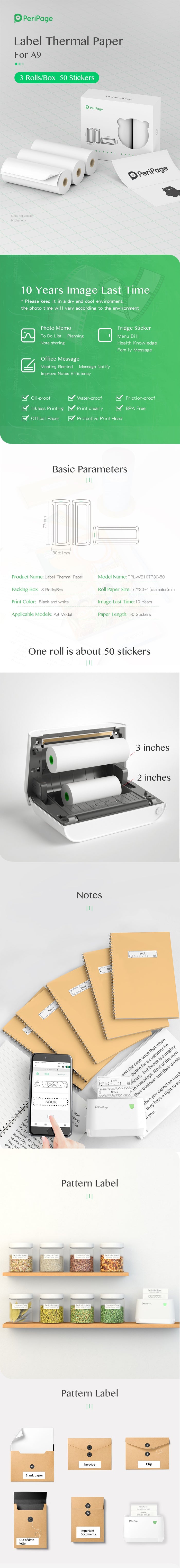 PeriPage A6 56×30mm Thermal Paper 3-Rolls/Box for mini printers, perfect for high-quality printing needs