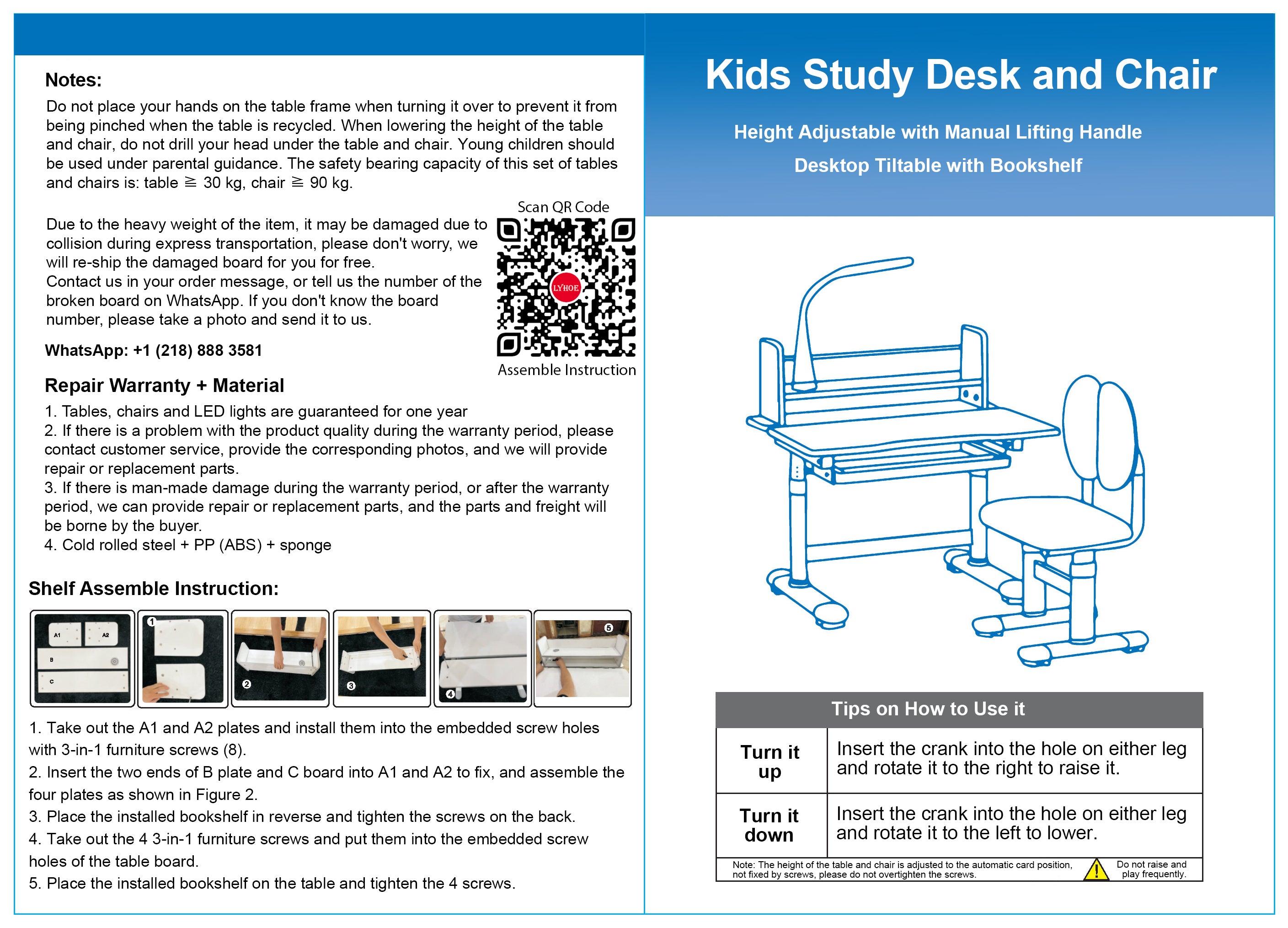 Desk and Chair Tilt Desktop Shelf Assembly Instructions