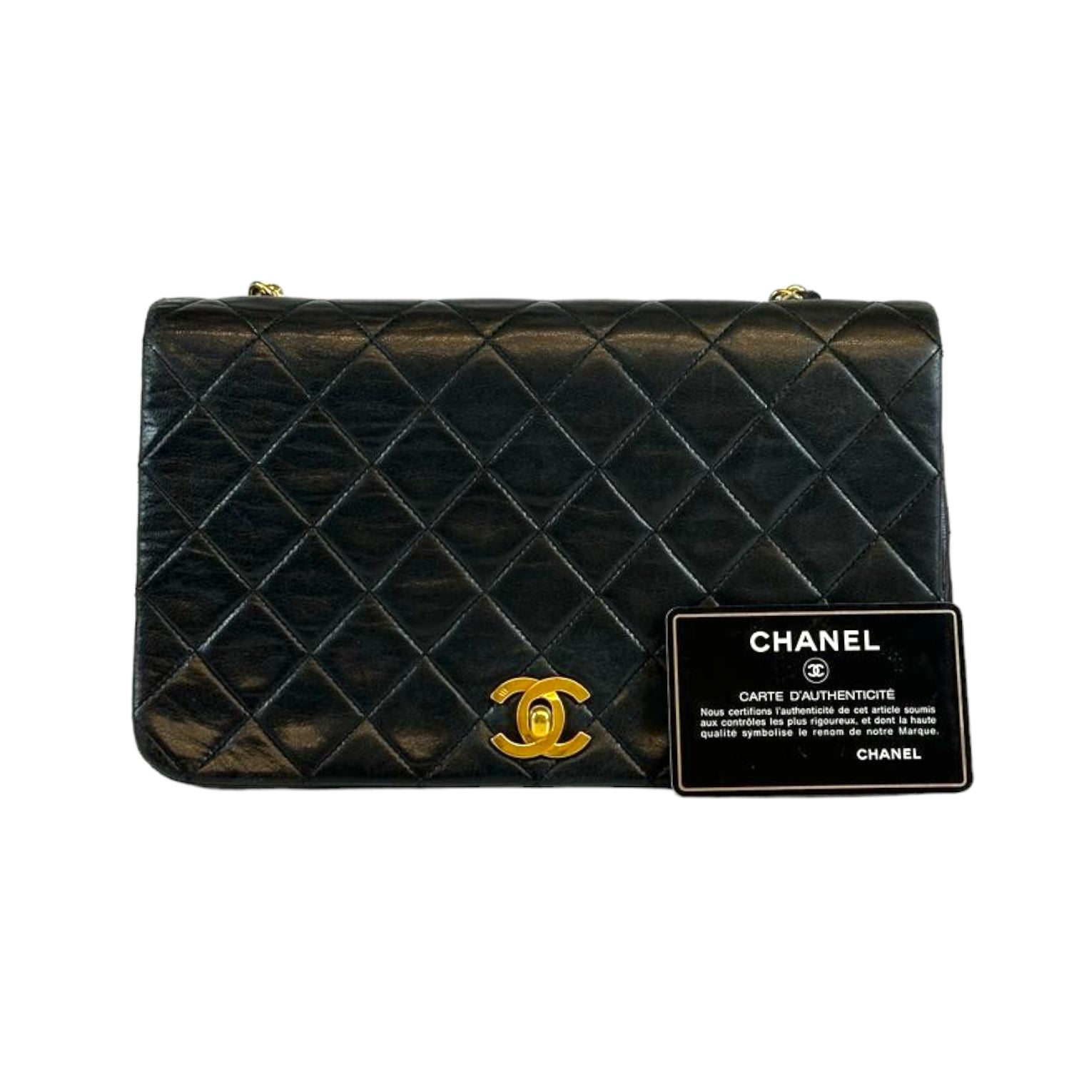 Chanel Full Flap Bag Small Black Lambskin Gold