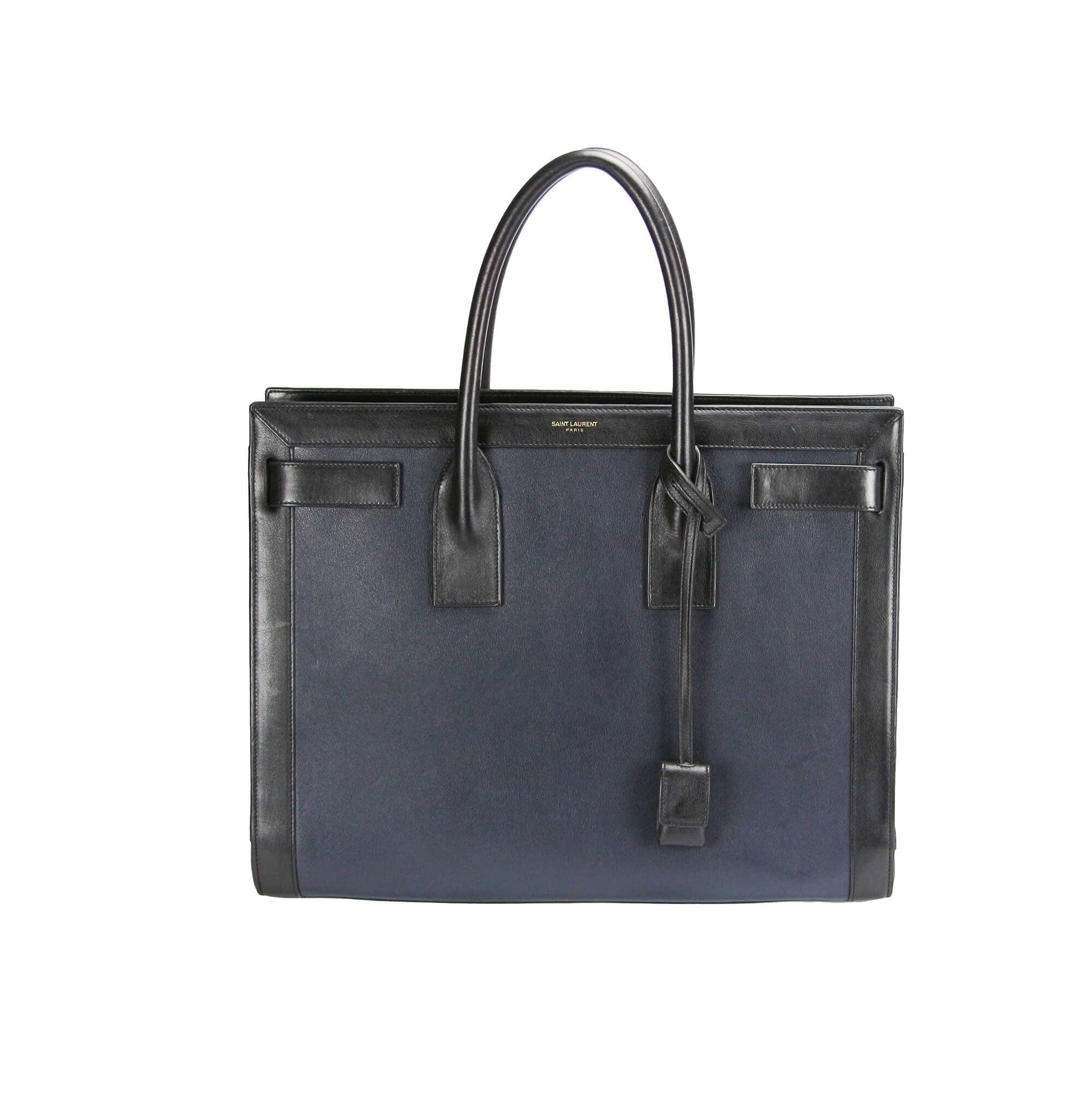 Yves Saint Laurent Sac de Jour Large Black and Blue Leather