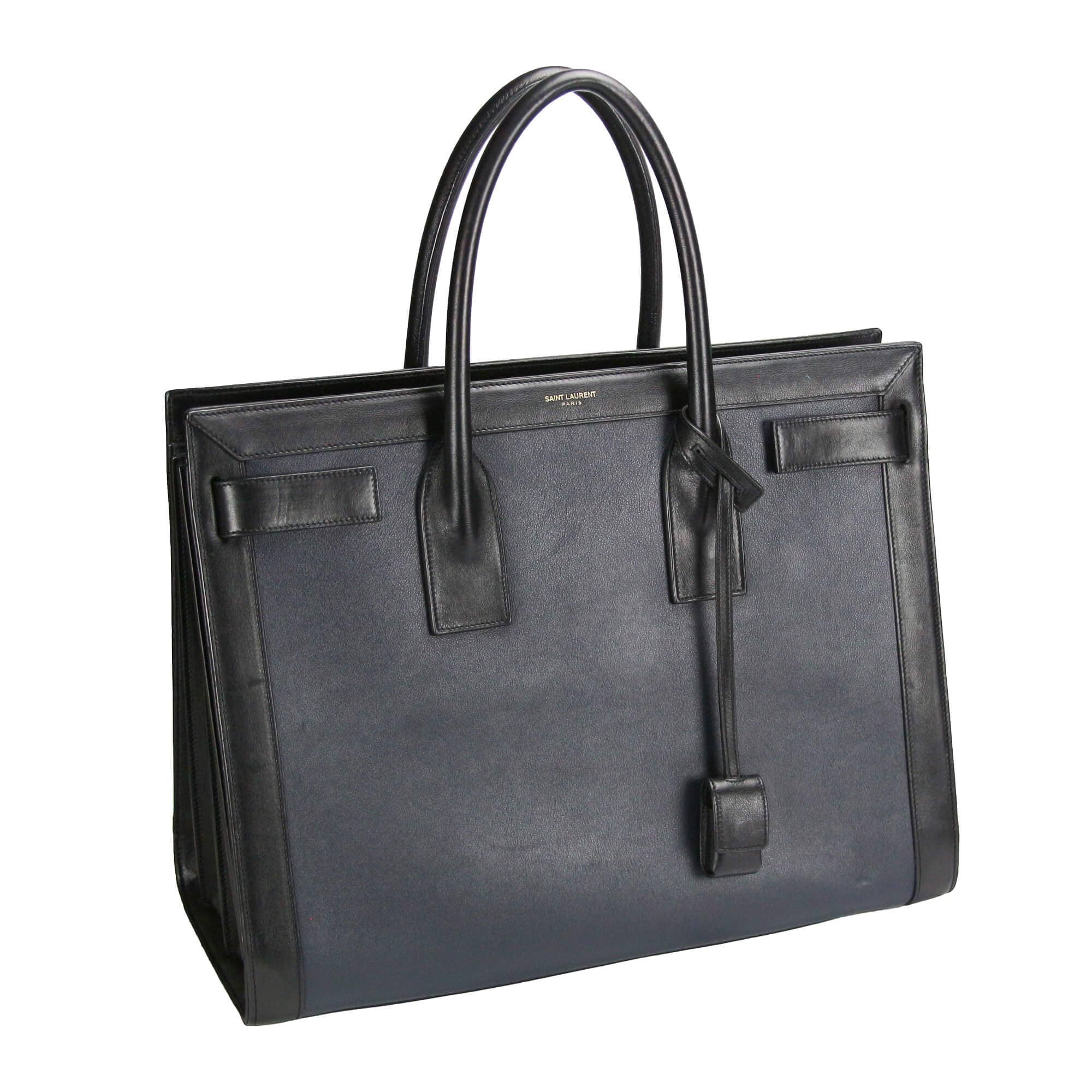 Yves Saint Laurent Sac de Jour Large Black and Blue Leather