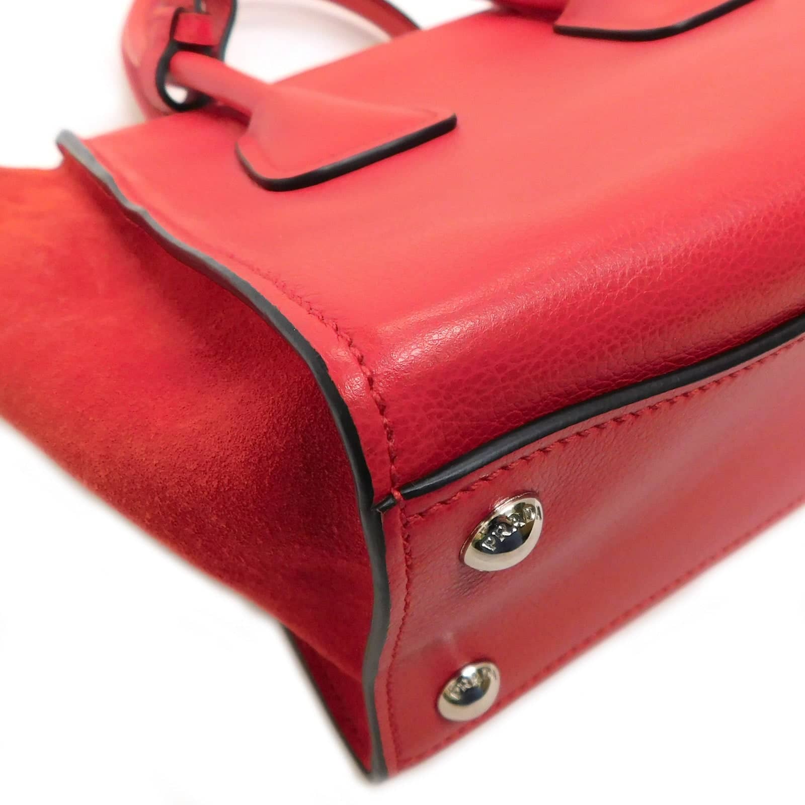 Prada Double Zip Handbag Mini Red