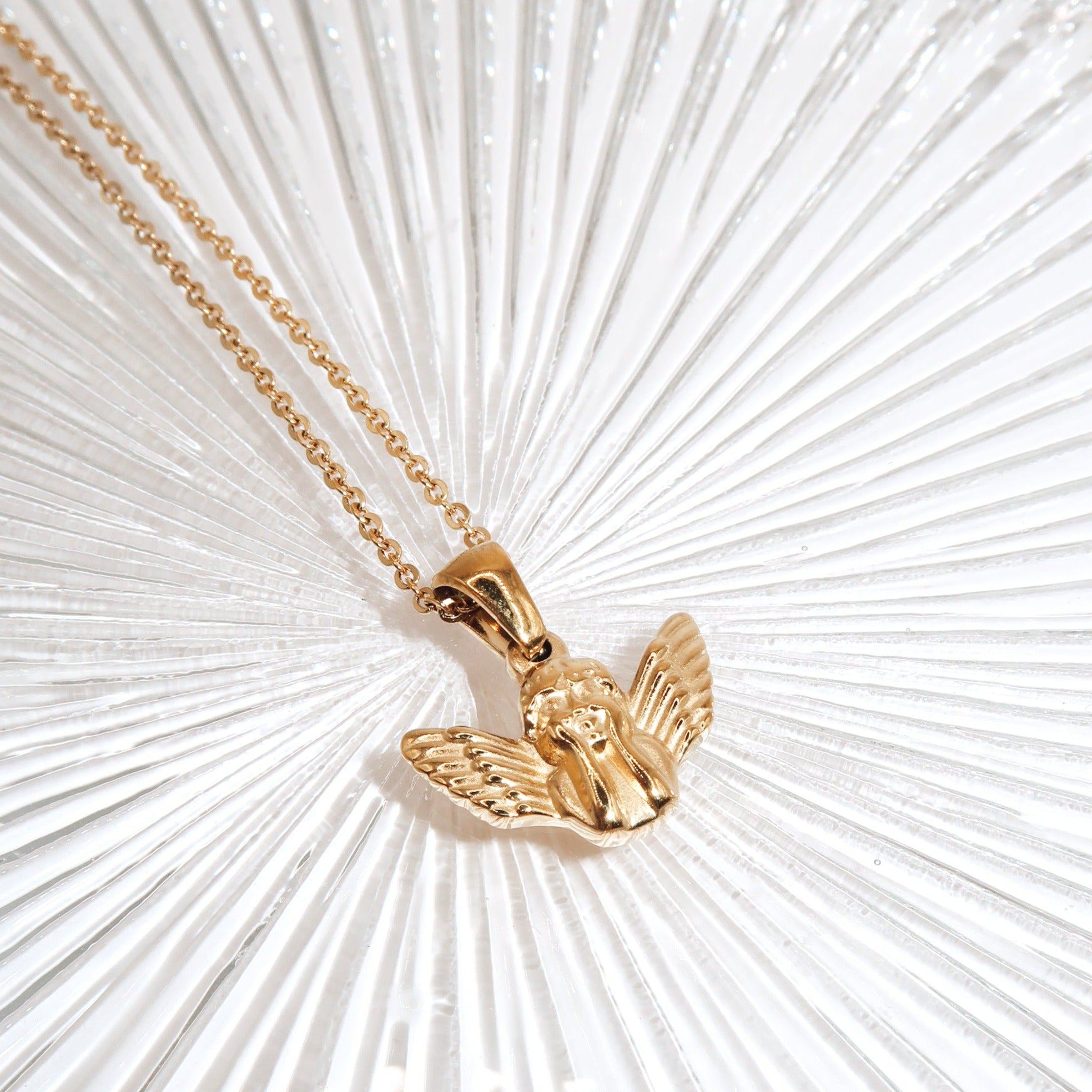 ADELINE - 18K PVD Gold Plated Angel Pendant Necklace