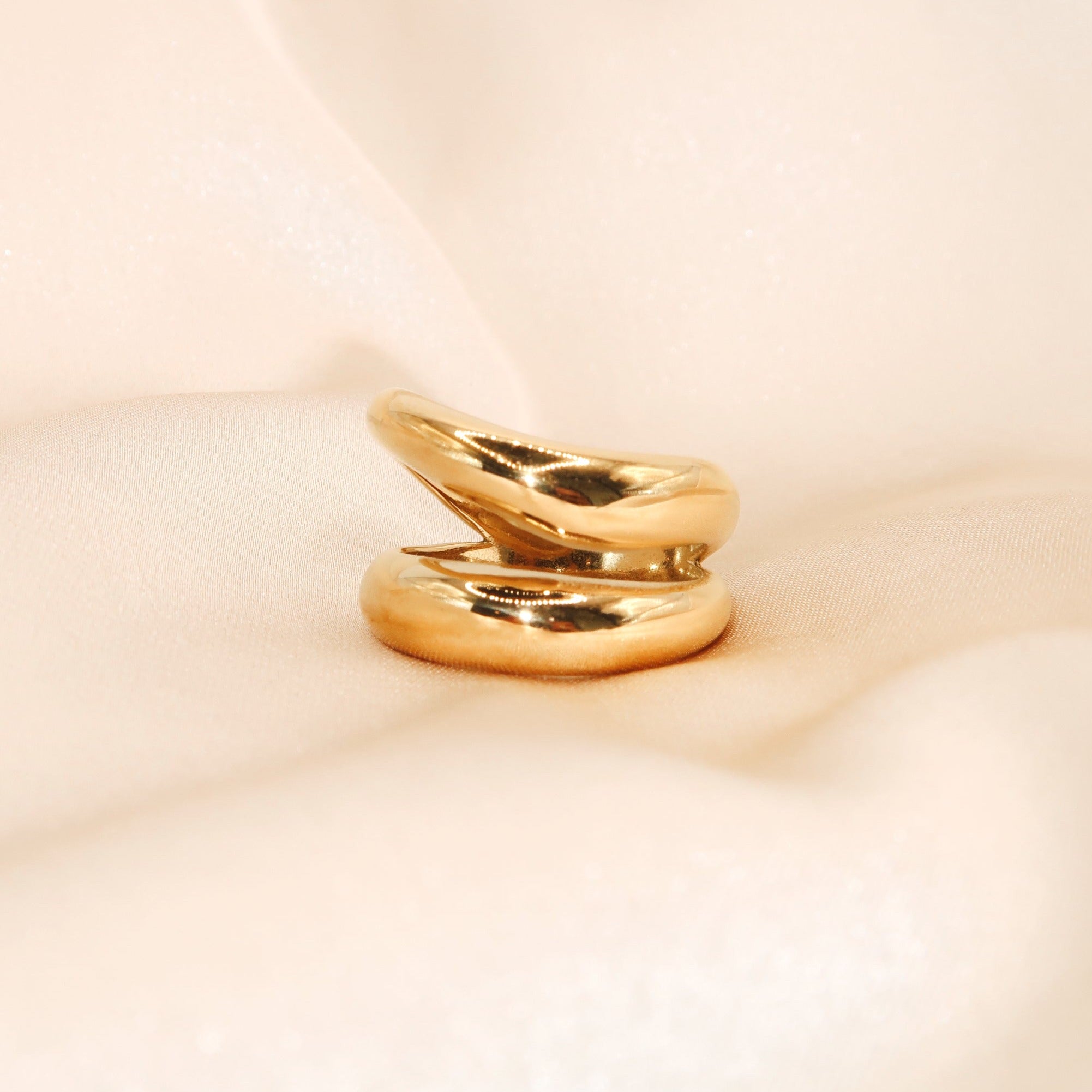 LYDIA - 18K PVD Gold Plated Double Stacked Chunky Ring