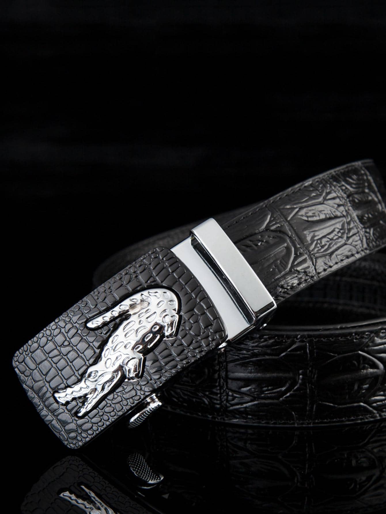 Men Crocodile Embossed Automatic Buckle Business Belt for Daily Life