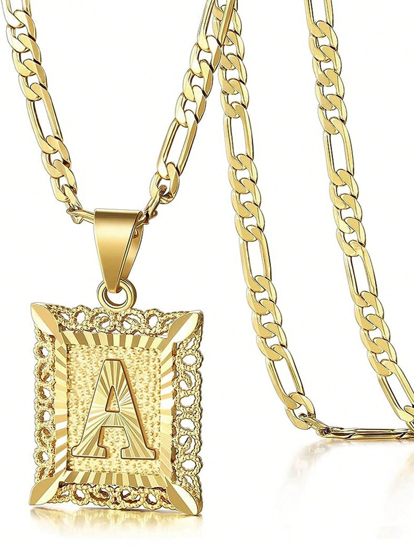 Initial Necklace Square Letter Pendant Necklace Capital Monogram