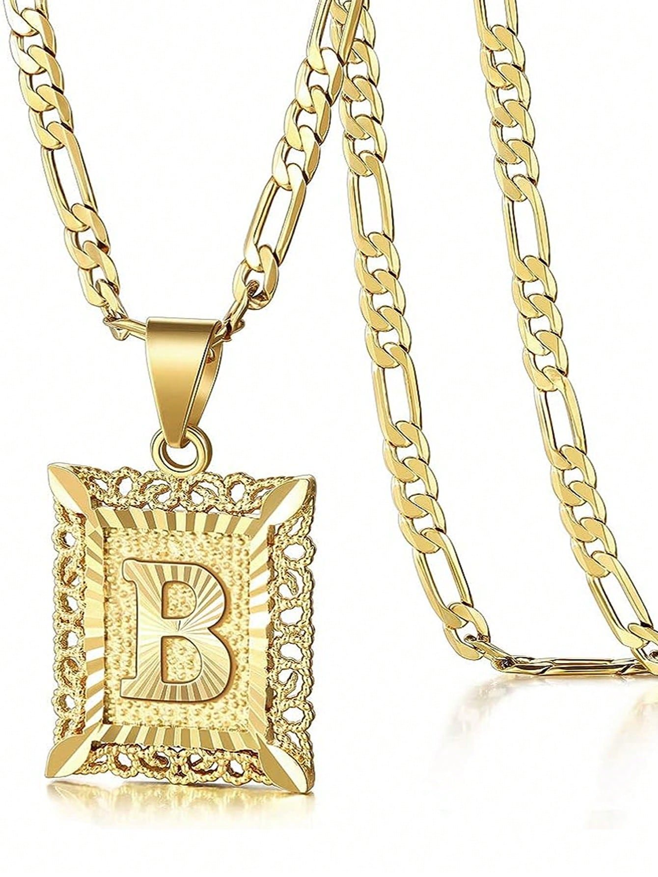 Initial Necklace Square Letter Pendant Necklace Capital Monogram