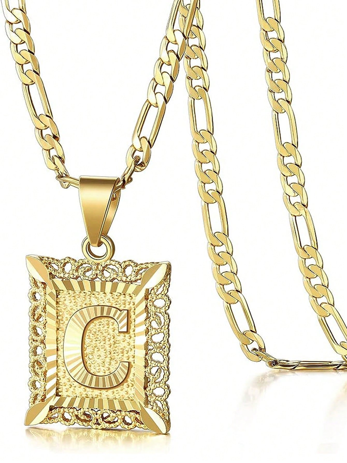 Initial Necklace Square Letter Pendant Necklace Capital Monogram