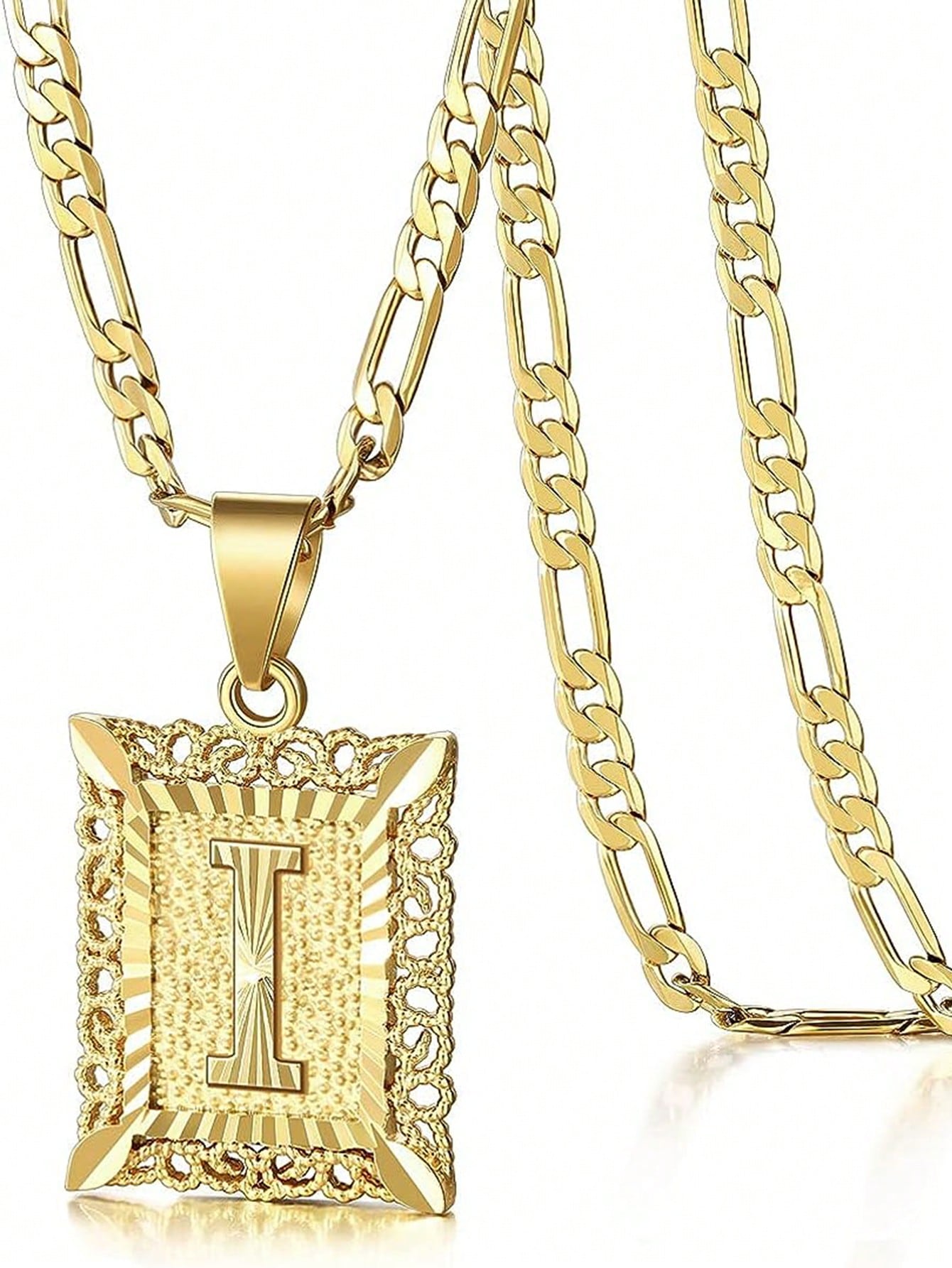 Initial Necklace Square Letter Pendant Necklace Capital Monogram