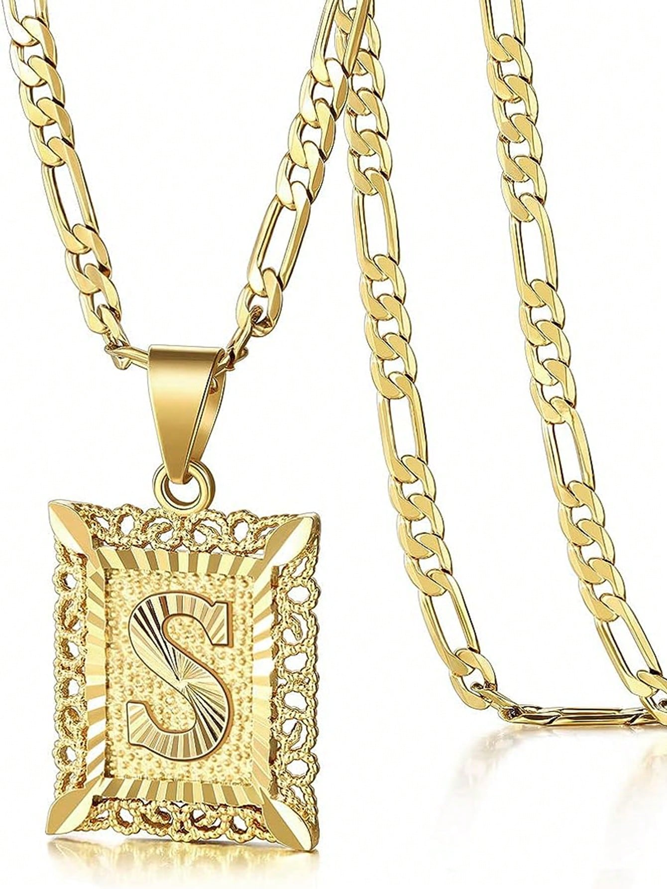 Initial Necklace Square Letter Pendant Necklace Capital Monogram