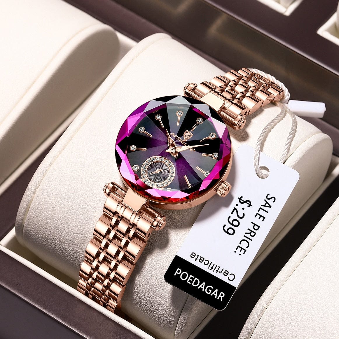 Waterproof Stainless Steel Diamond Ladies Quartz