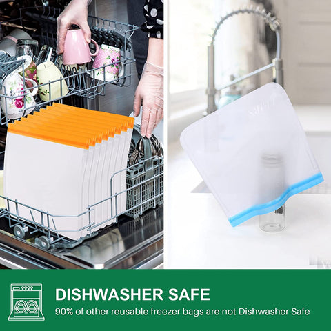 4 Pack Dishwasher Safe Reusable Storage Bags, Reusable Gallon