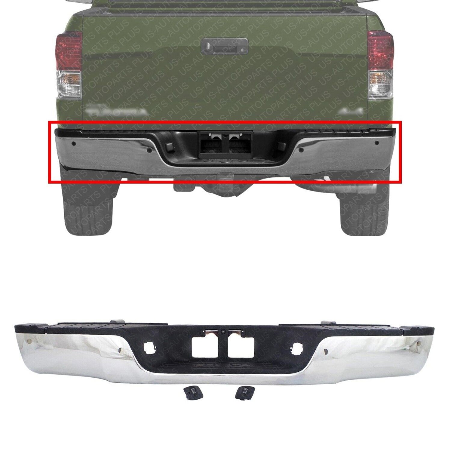 Rear Step Bumper Assembly Chrome With Sensor Holes For 2007-2013 Toyota Tundra