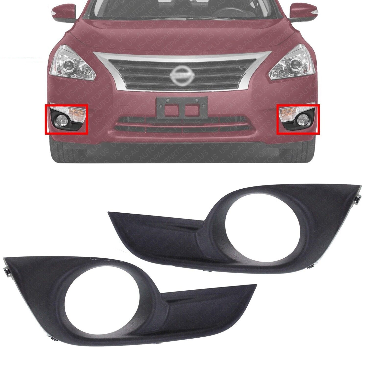 Front Fog Bezels Trim Textured Left&Right Side For 2013-2015 Nissan Altima Sedan