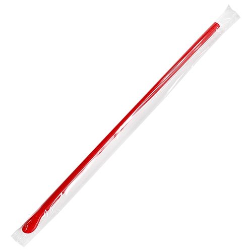 Karat 9.45' Spoon Straws (6.5mm) Plastic Wrapped, Red - 5,000 pcs