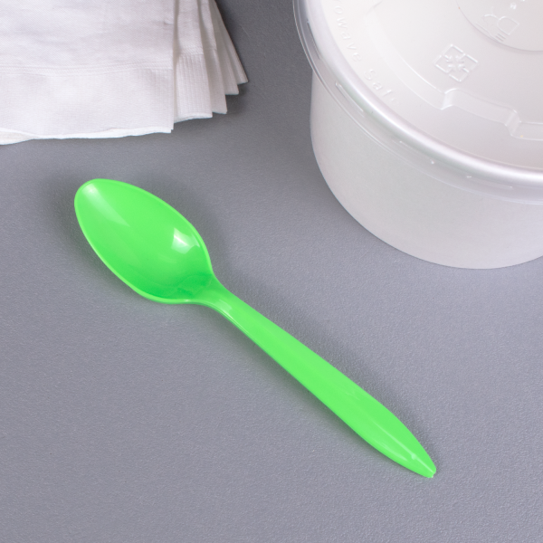 Karat PP Plastic Medium Weight Tea Spoons, Green - 1,000 pcs